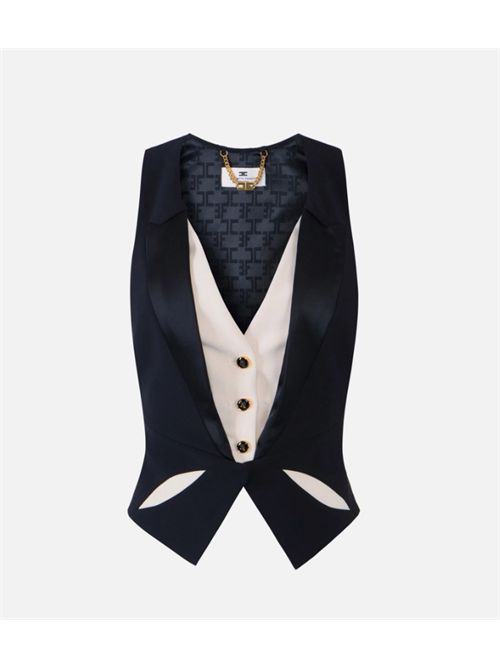 VEST WITH TWO-TONE CUT-OUT ELISABETTA FRANCHI | GL00461E2685 nero/burro